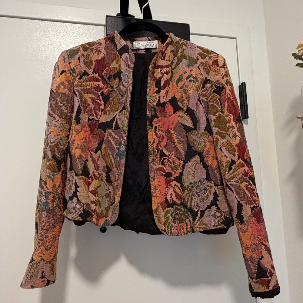 Vintage Gregge Floral Tapestry Cropped Jacket